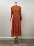 Threadz bright pink and orange patterned long kurta