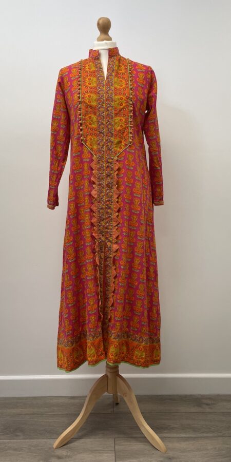 Threadz bright pink and orange patterned long kurta
