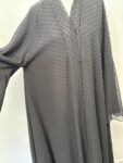 Abaya Buth black dobby kimono sleeved abaya – full view