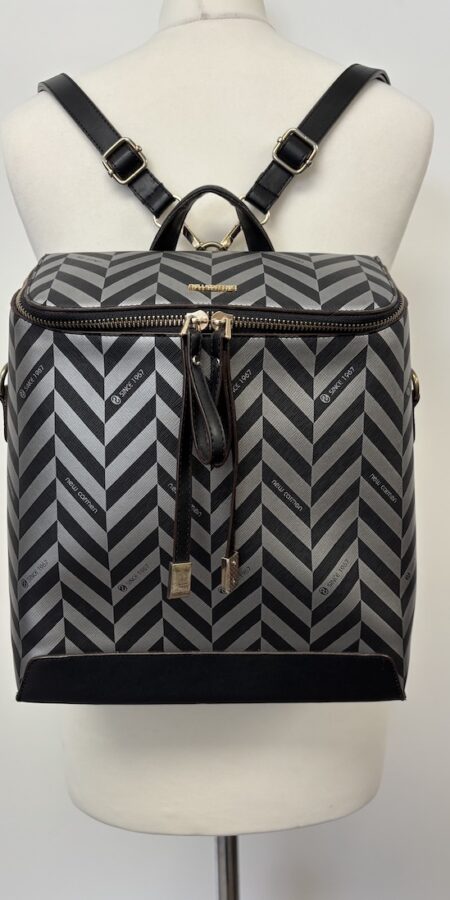 New Carmen black and silver structured backpack with detachable straps