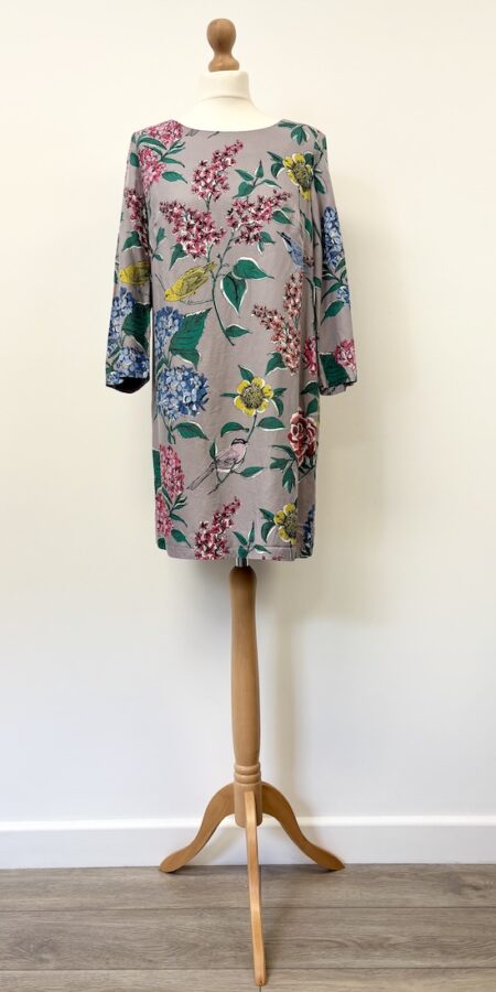 Boden silver grey tunic with flowers and birds