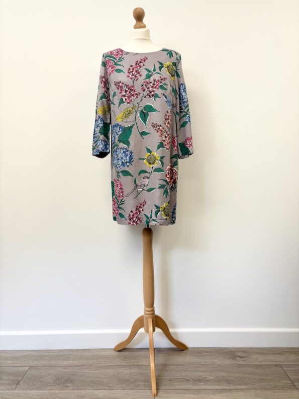 Boden silver grey tunic with flowers and birds