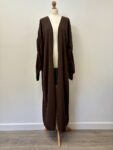 Off Duty Cut brown open front abaya with ruched/gathered arm design