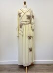 Cream beaded chiffon occasion maxi dress, size 14