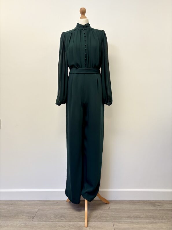 Forever New emerald green jumpsuit with chiffon sleeves, size 10