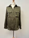 H&M satin khaki green shirt – full view 2