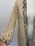 Lace handmade beige with brown trim jacket – full view