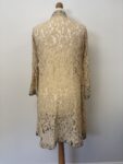 Lace handmade beige with brown trim jacket – full view