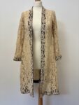 Lace handmade beige with brown trim jacket – full view