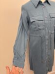 MIA blue long button front shirt – full view