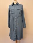 MIA blue long button front shirt – full view