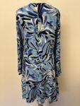 Ozzie Clarke London blue printed dress – full view