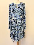 Ozzie Clarke London blue printed dress – full view