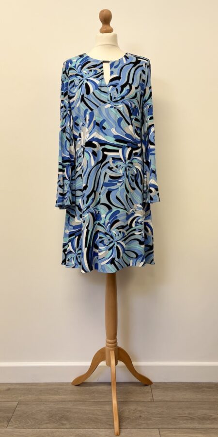 Ozzie Clarke blue multishaded tunic dress, size 12