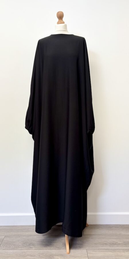 Black plain abaya with zip at the back, 2XL wide fit and 58" length