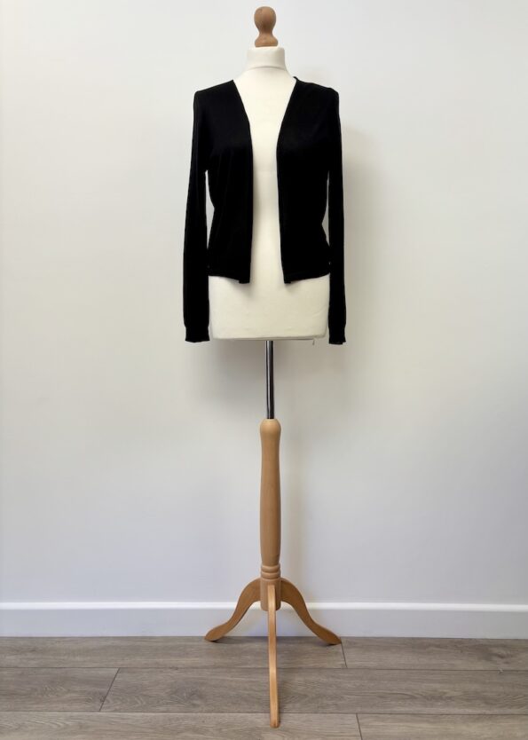 Primark black long sleeved short cardigan, size m-10-12