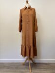Primark brown long dress with button down front, size 12
