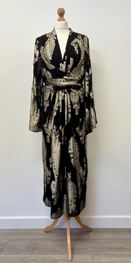 River Island new with tag long sleeved black and gold dress, size 10