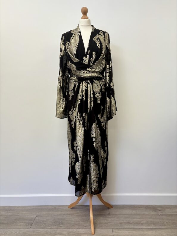 River Island new with tag long sleeved black and gold dress, size 10