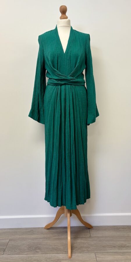 River Island teal midi dress with wide kimono style sleeves, size 10