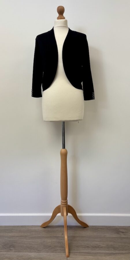 Wallis black cropped cardigan with 3/4 length sleeves, size m