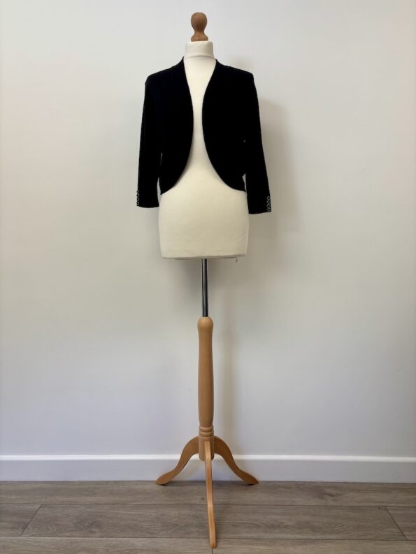 Wallis black cropped cardigan with 3/4 length sleeves, size m