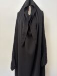 Zadina plain black long khimar with sleeves – full view