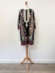 Khaadi kurta in black with pink flowers