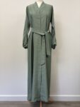 Abaya Buth sateen green abaya – full view