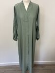 Abaya Buth sateen green abaya – full view