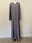 Grey pleated abaya – full view