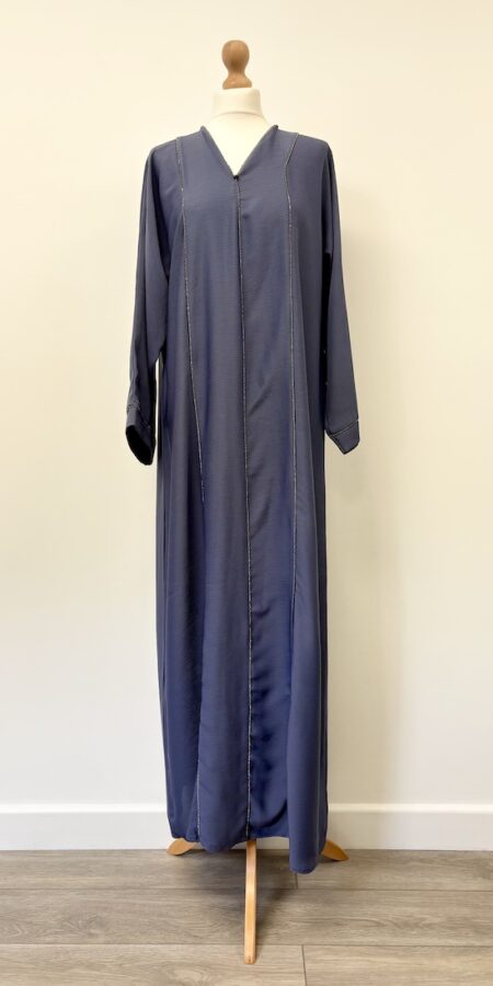 Slip on blue abaya with sequins, 56" long