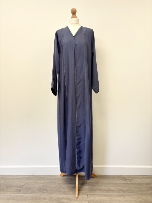 Slip on blue abaya with sequins, 56" long